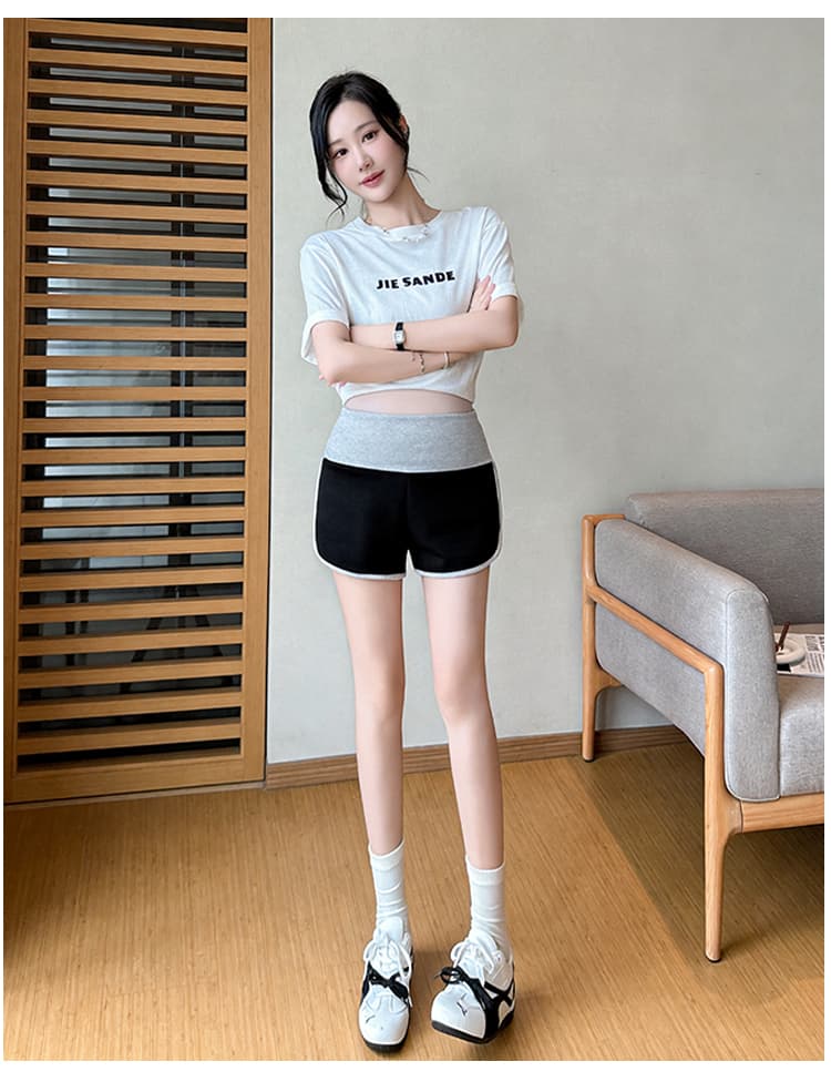 임산부 측면 배색 핫걸 반바지 여성 여름 2026 새로운 하이웨이스트 한 마디 루즈핏 외출용 캐주얼 운동 핫 바지 상세 이미지 15