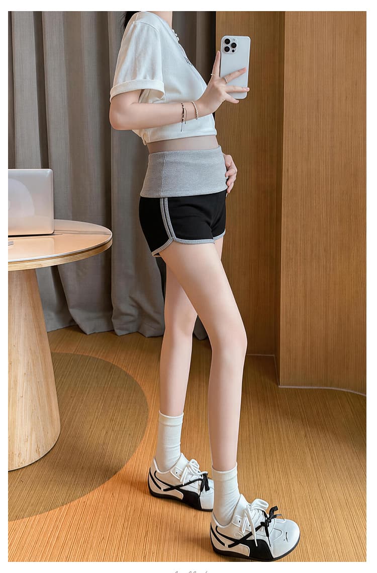 임산부 측면 배색 핫걸 반바지 여성 여름 2026 새로운 하이웨이스트 한 마디 루즈핏 외출용 캐주얼 운동 핫 바지 상세 이미지 16