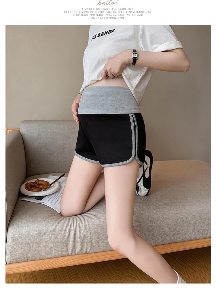 임산부 측면 배색 핫걸 반바지 여성 여름 2026 새로운 하이웨이스트 한 마디 루즈핏 외출용 캐주얼 운동 핫 바지 상세 이미지 17