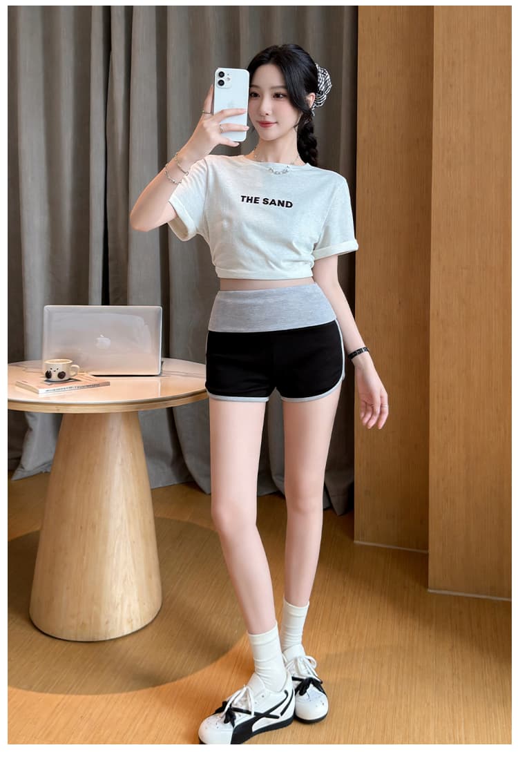 임산부 측면 배색 핫걸 반바지 여성 여름 2026 새로운 하이웨이스트 한 마디 루즈핏 외출용 캐주얼 운동 핫 바지 상세 이미지 19