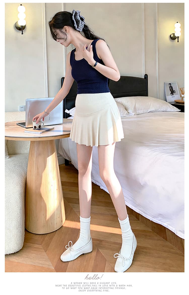 임산부 순면 복부 지지 치마 여름 드레스 얇은 스타일 한 마디 노출 방지 미니 스커트 여름 테니스 미니 스커트 임산부 반신 스커트 상세 이미지 14