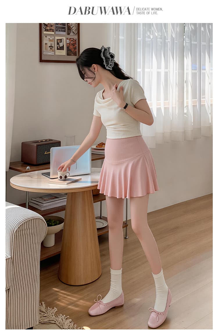 임산부 순면 복부 지지 치마 여름 드레스 얇은 스타일 한 마디 노출 방지 미니 스커트 여름 테니스 미니 스커트 임산부 반신 스커트 상세 이미지 9