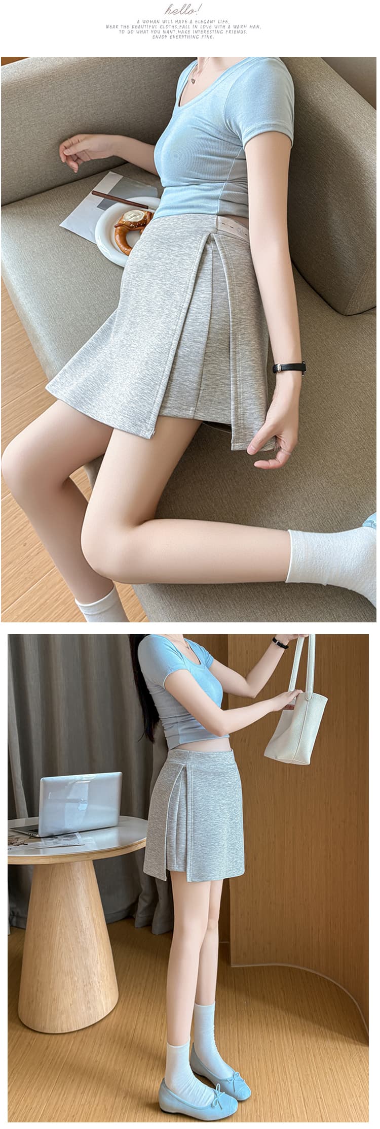 임산부 핫걸 운동 미니 스커트 여성 여름 2026 디자인 센스 측면 트임 노출 방지 빈 가스 층 치마바지 타이트 스커트 상세 이미지 15