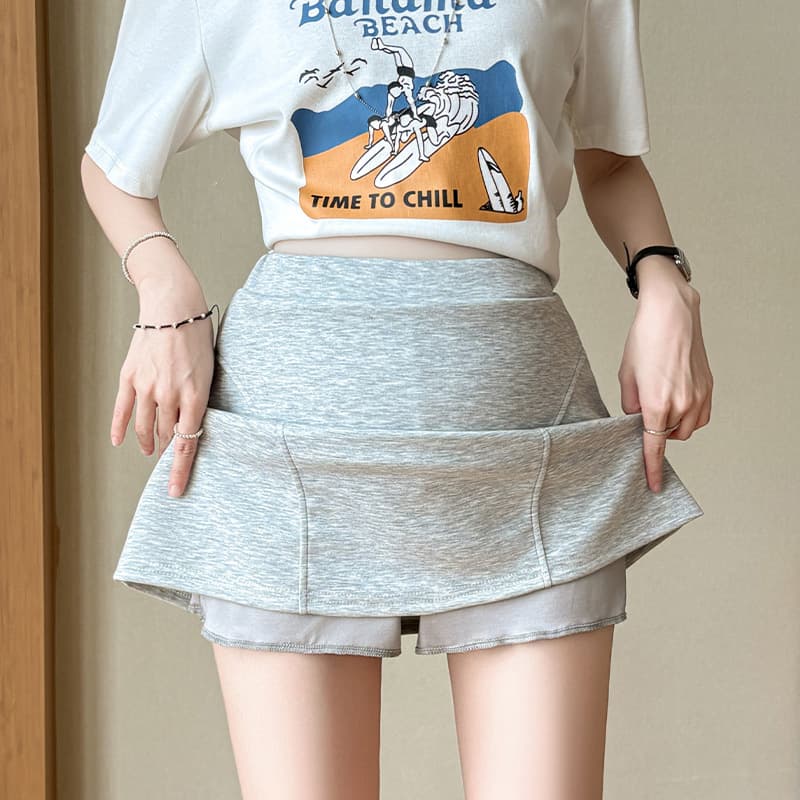 임산부 노출 방지 치마 회색 운동 반신 스커트 핫걸 캐주얼 회색 미니 스커트 한 마디 타이트 스커트 여성 여름 이미지 3