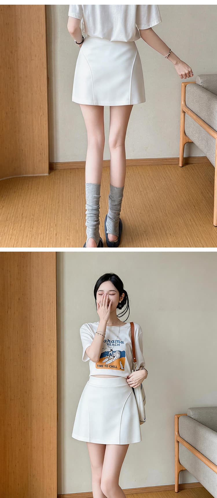 임산부 노출 방지 치마 회색 운동 반신 스커트 핫걸 캐주얼 회색 미니 스커트 한 마디 타이트 스커트 여성 여름 상세 이미지 21