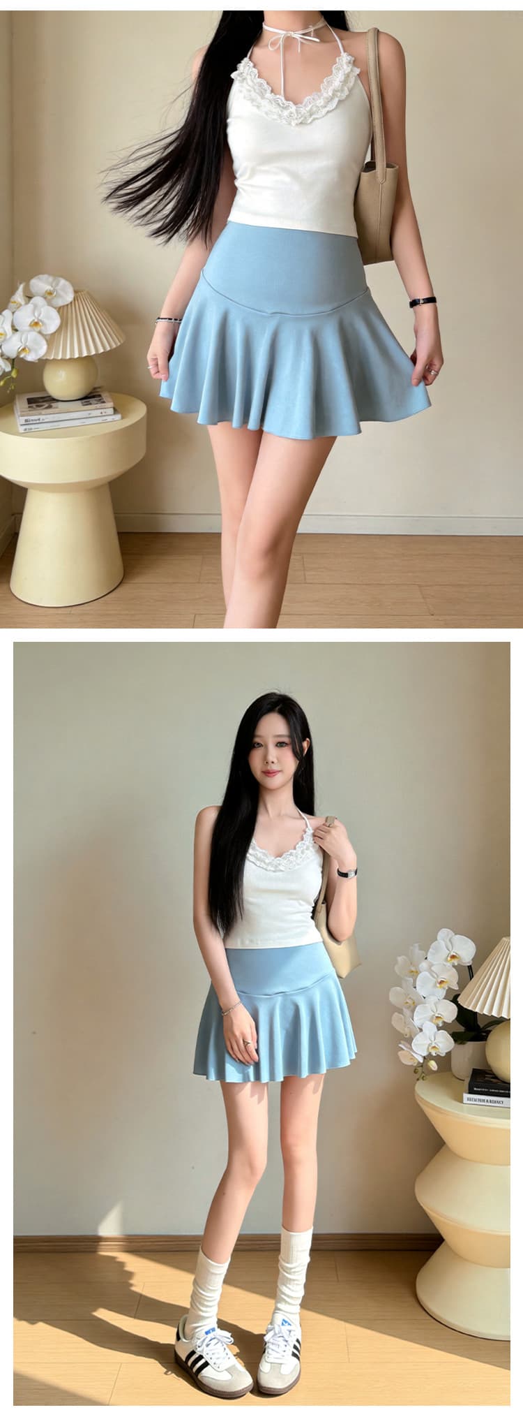 임산부 순면 복부 지지 치마 여름 드레스 얇은 스타일 한 마디 노출 방지 미니 스커트 여름 테니스 미니 스커트 임산부 반신 스커트 상세 이미지 9