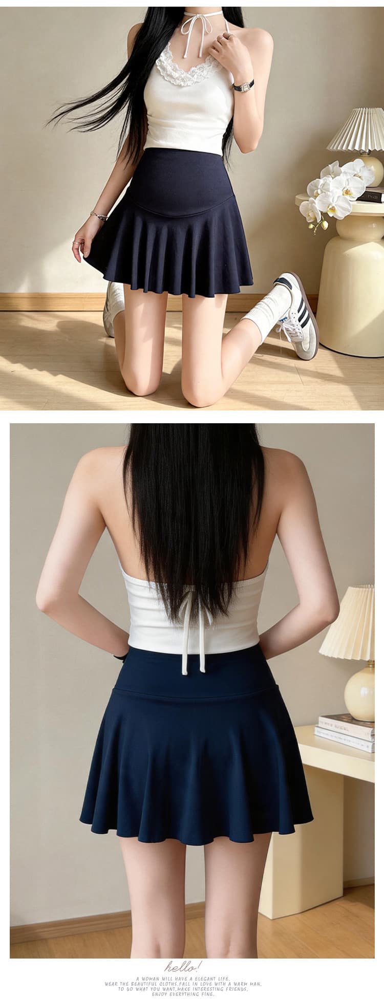 임산부 순면 복부 지지 치마 여름 드레스 얇은 스타일 한 마디 노출 방지 미니 스커트 여름 테니스 미니 스커트 임산부 반신 스커트 상세 이미지 17