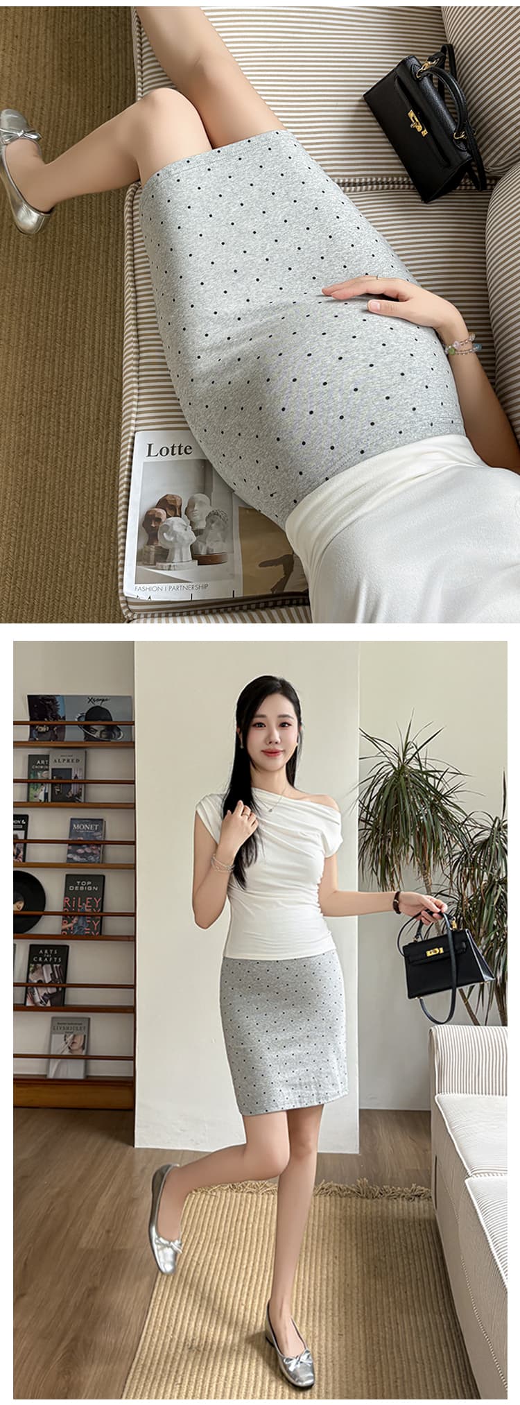 임산부 프랑스식 레트로 도트 무늬 반신 스커트 여성 여름 타이트 스커트 품격 고급 센스 스트레이트 치마 출산 후 웨어러블 상세 이미지 7