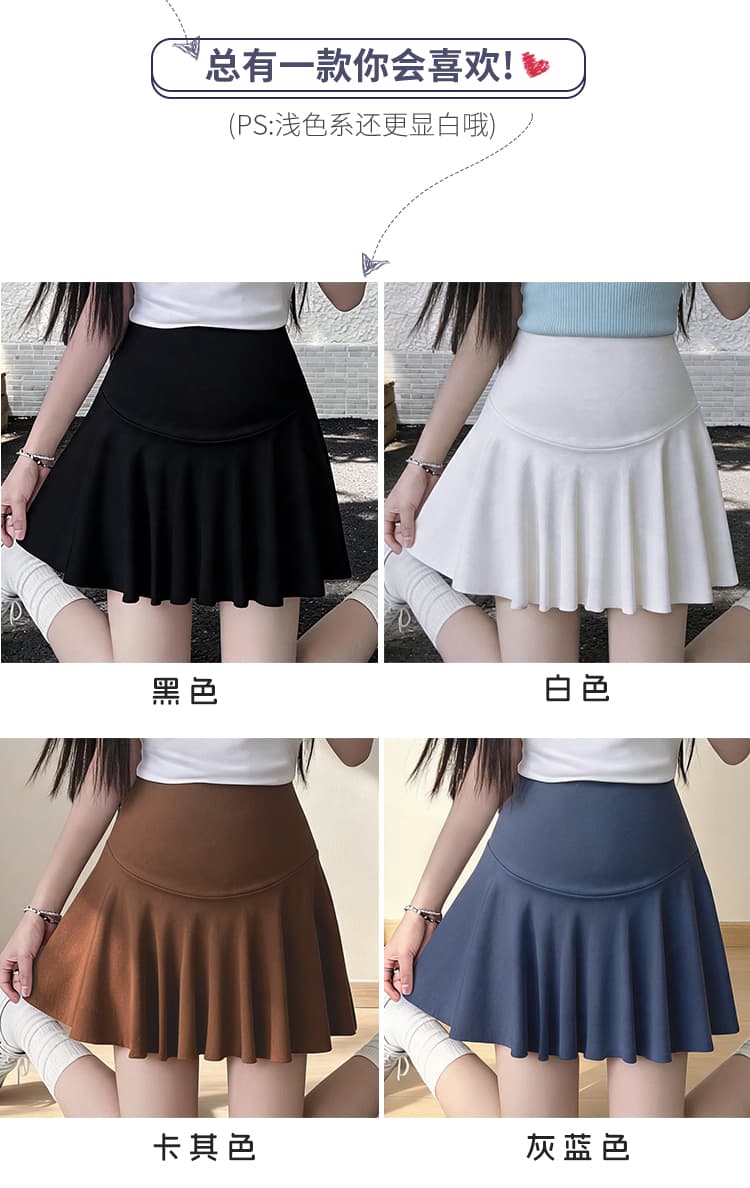 임산부 순면 복부 지지 치마 여름 드레스 얇은 스타일 한 마디 노출 방지 미니 스커트 여름 테니스 미니 스커트 임산부 반신 스커트 상세 이미지 3