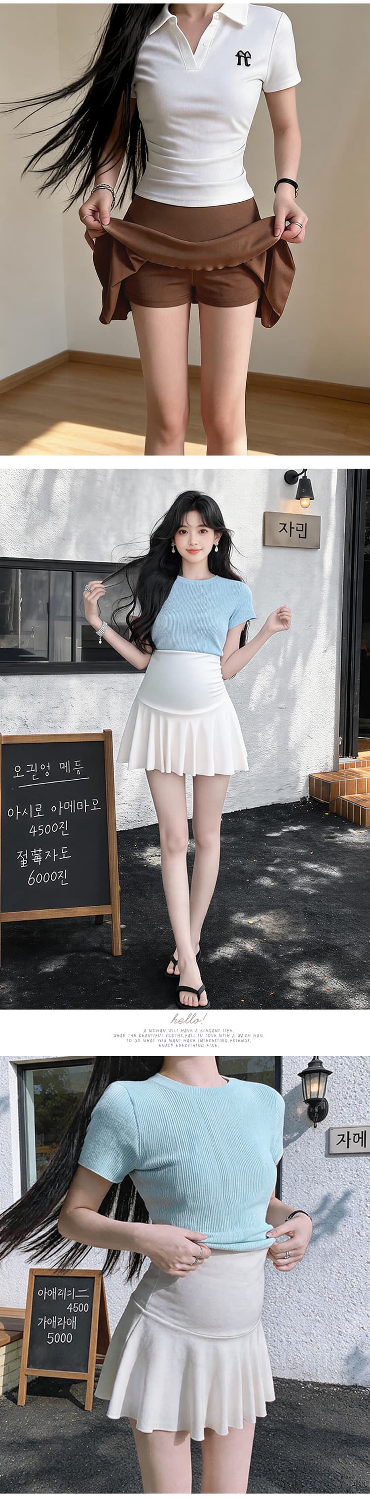 임산부 순면 복부 지지 치마 여름 드레스 얇은 스타일 한 마디 노출 방지 미니 스커트 여름 테니스 미니 스커트 임산부 반신 스커트 상세 이미지 12