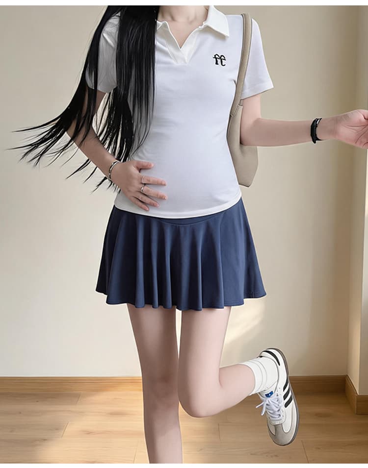 임산부 순면 복부 지지 치마 여름 드레스 얇은 스타일 한 마디 노출 방지 미니 스커트 여름 테니스 미니 스커트 임산부 반신 스커트 상세 이미지 18