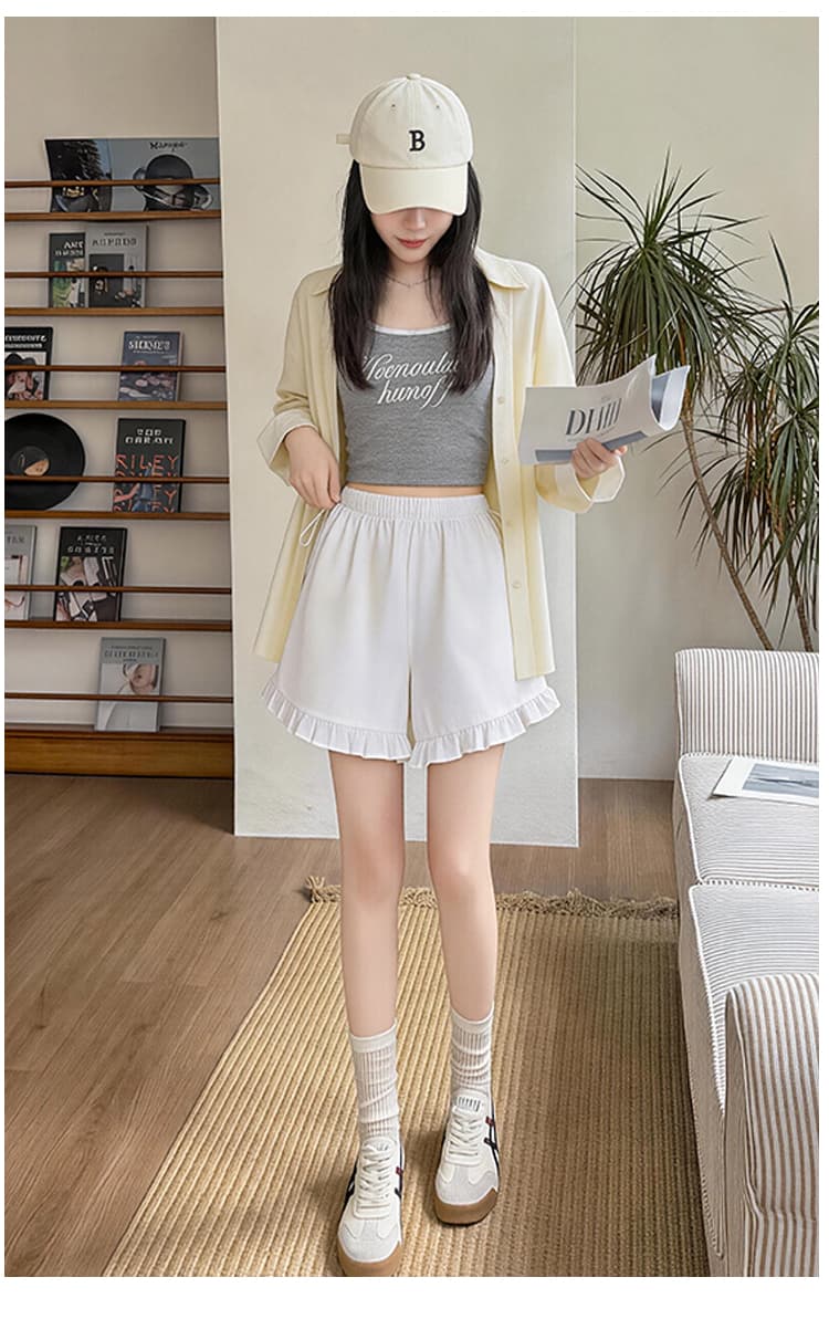 임산부 캐주얼 반바지 여름 얇은 스타일 외출용 2026 새로운 프릴 없음 복부 지지 와이드 레그 팬츠 출산 후 웨어러블 상세 이미지 7