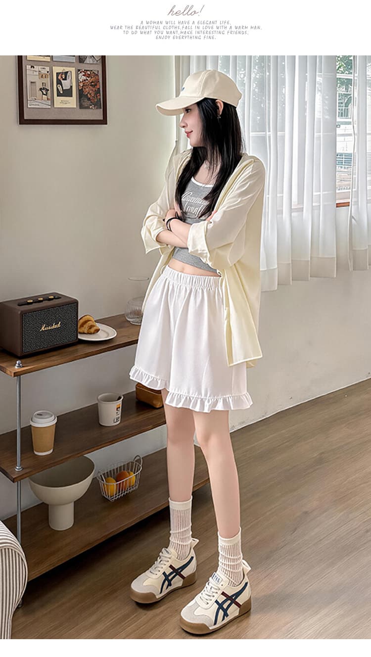임산부 캐주얼 반바지 여름 얇은 스타일 외출용 2026 새로운 프릴 없음 복부 지지 와이드 레그 팬츠 출산 후 웨어러블 상세 이미지 8