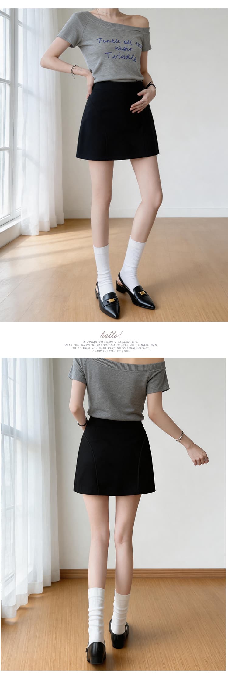 임산부 노출 방지 치마 회색 운동 반신 스커트 핫걸 캐주얼 회색 미니 스커트 한 마디 타이트 스커트 여성 여름 상세 이미지 11