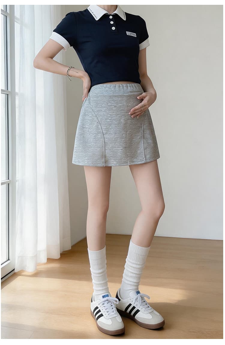 임산부 노출 방지 치마 회색 운동 반신 스커트 핫걸 캐주얼 회색 미니 스커트 한 마디 타이트 스커트 여성 여름 상세 이미지 15