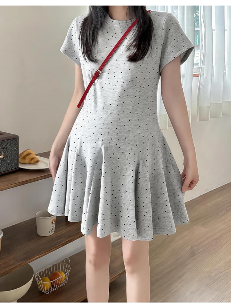 임산부 순면 드레스 2026 새로운 패션 트렌디 엄마 미니 스커트 여름 고급 센스 한국 스타일 디스플레이 농땡이 부리다 도트 무늬 치마 상세 이미지 12