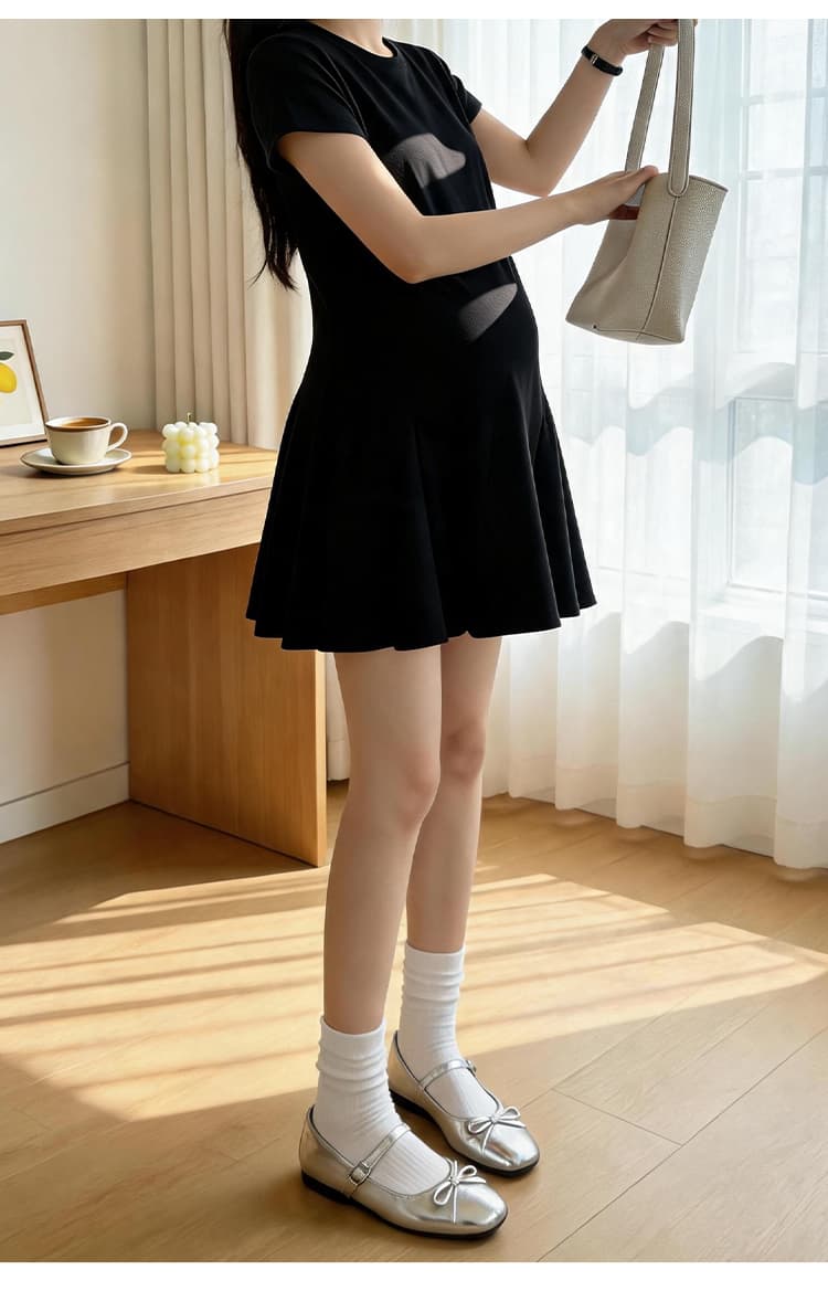 임산부 순면 여름 드레스 드레스 2026 새로운 패션 트렌디 엄마 미니 스커트 여름 고급 센스 한국 스타일 디스플레이 농땡이 부리다 치마 상세 이미지 18
