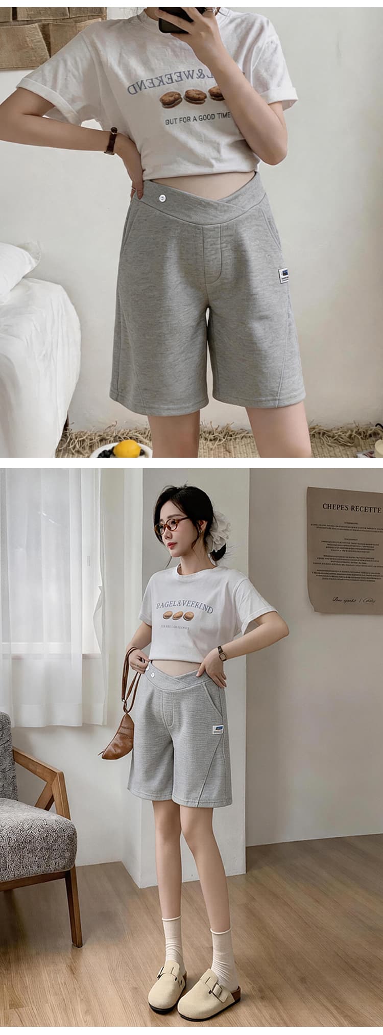 임산부 반바지 여름 얇은 스타일 외출용 복부 지지 패션 루즈핏 캐주얼 만나는 바지 중후반 출산 착용 여름 드레스 상세 이미지 7