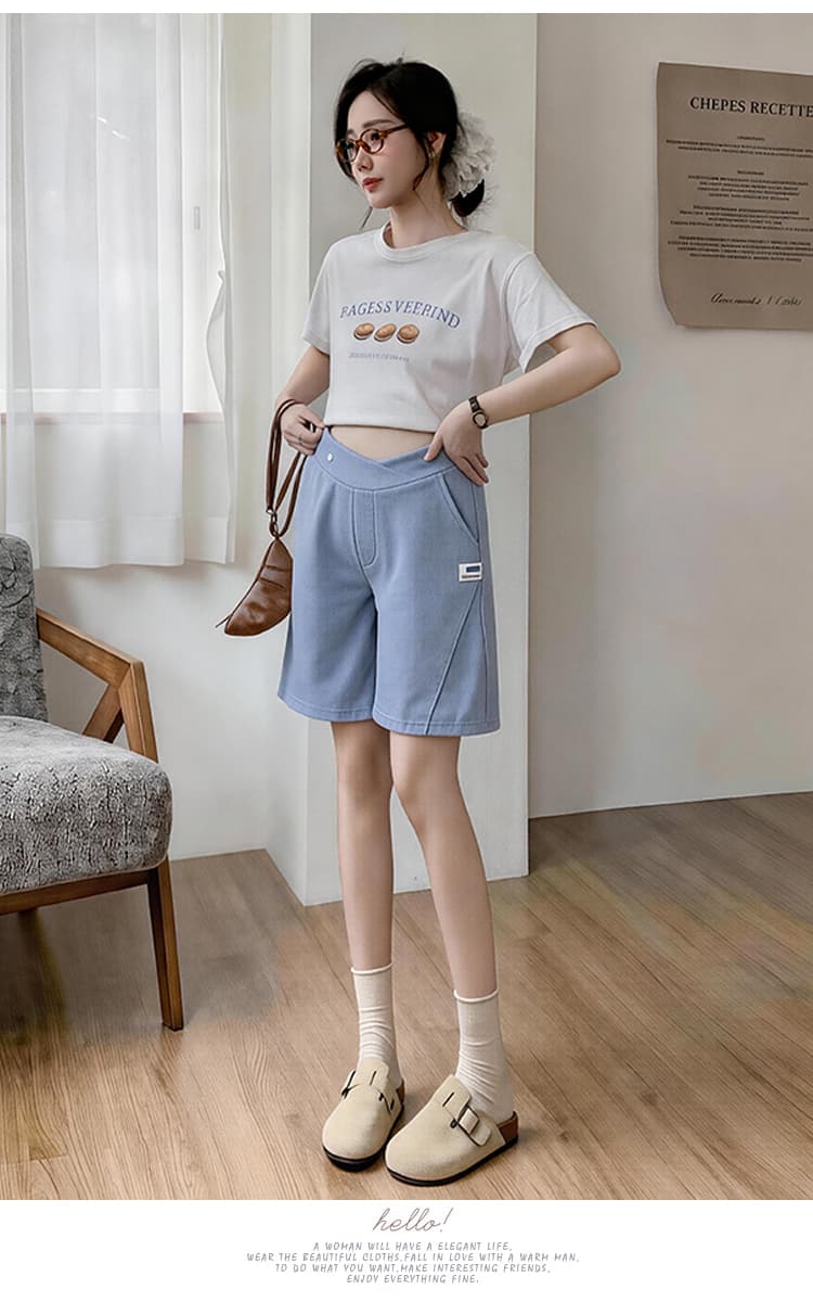 임산부 반바지 여름 얇은 스타일 외출용 복부 지지 패션 루즈핏 캐주얼 만나는 바지 중후반 출산 착용 여름 드레스 상세 이미지 11