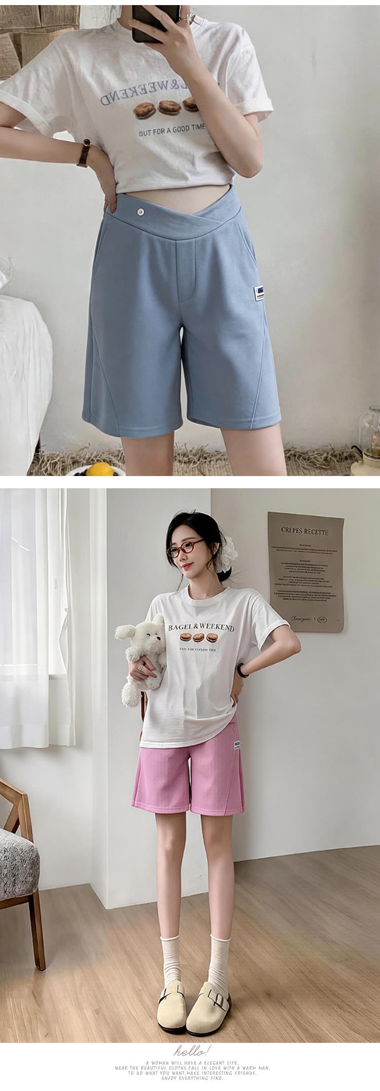 임산부 반바지 여름 얇은 스타일 외출용 복부 지지 패션 루즈핏 캐주얼 만나는 바지 중후반 출산 착용 여름 드레스 상세 이미지 15