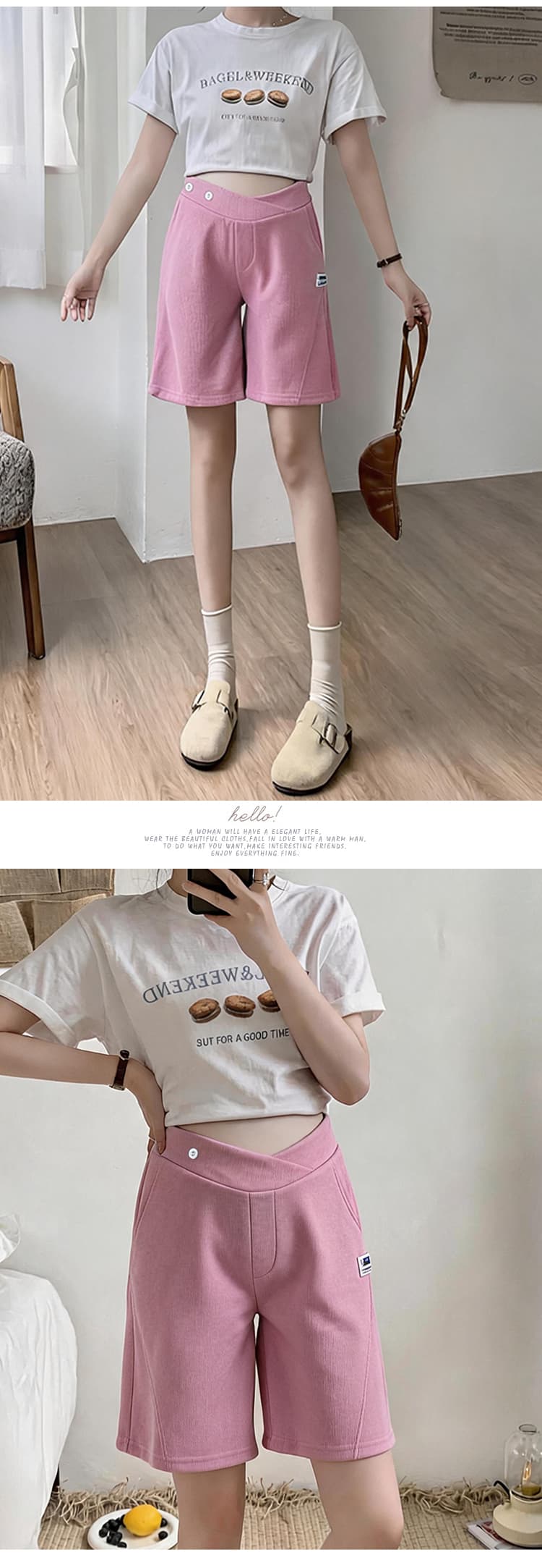 임산부 반바지 여름 얇은 스타일 외출용 복부 지지 패션 루즈핏 캐주얼 만나는 바지 중후반 출산 착용 여름 드레스 상세 이미지 17