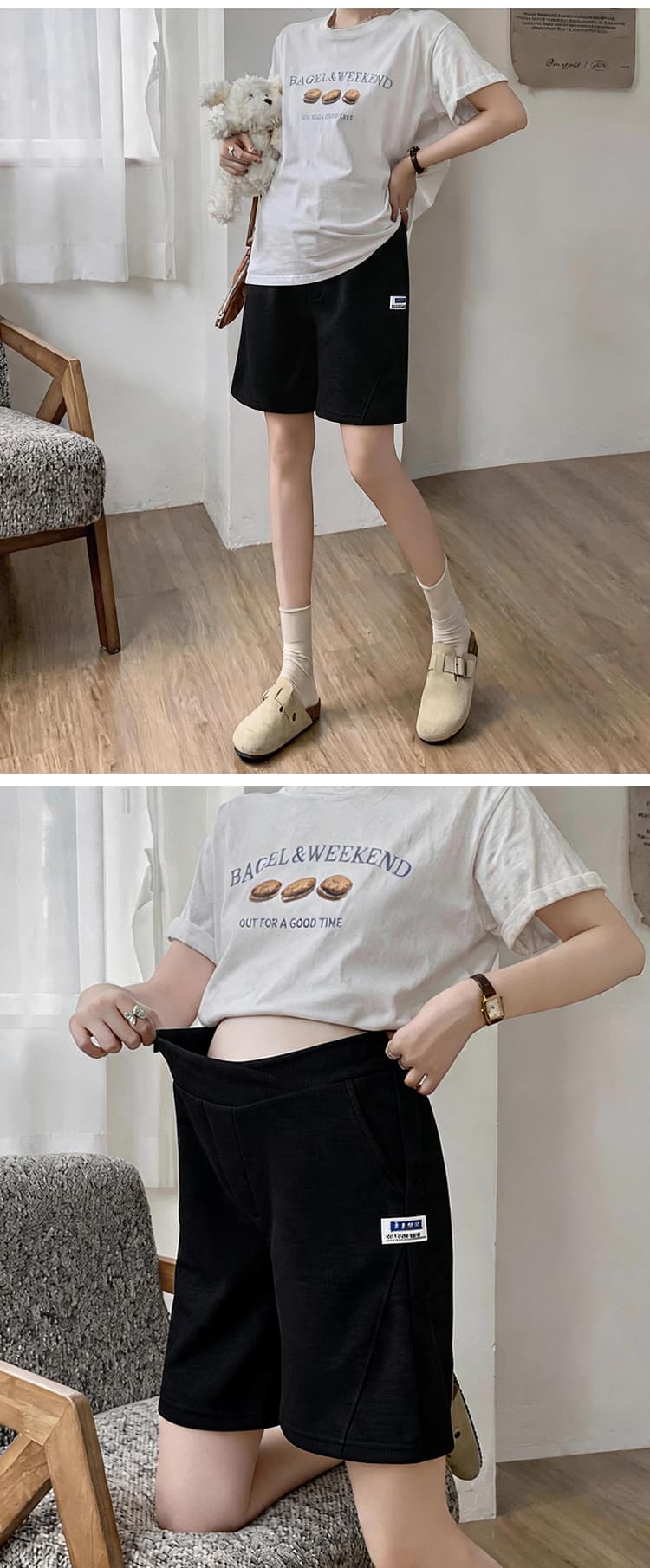 임산부 반바지 여름 얇은 스타일 외출용 복부 지지 패션 루즈핏 캐주얼 만나는 바지 중후반 출산 착용 여름 드레스 상세 이미지 22