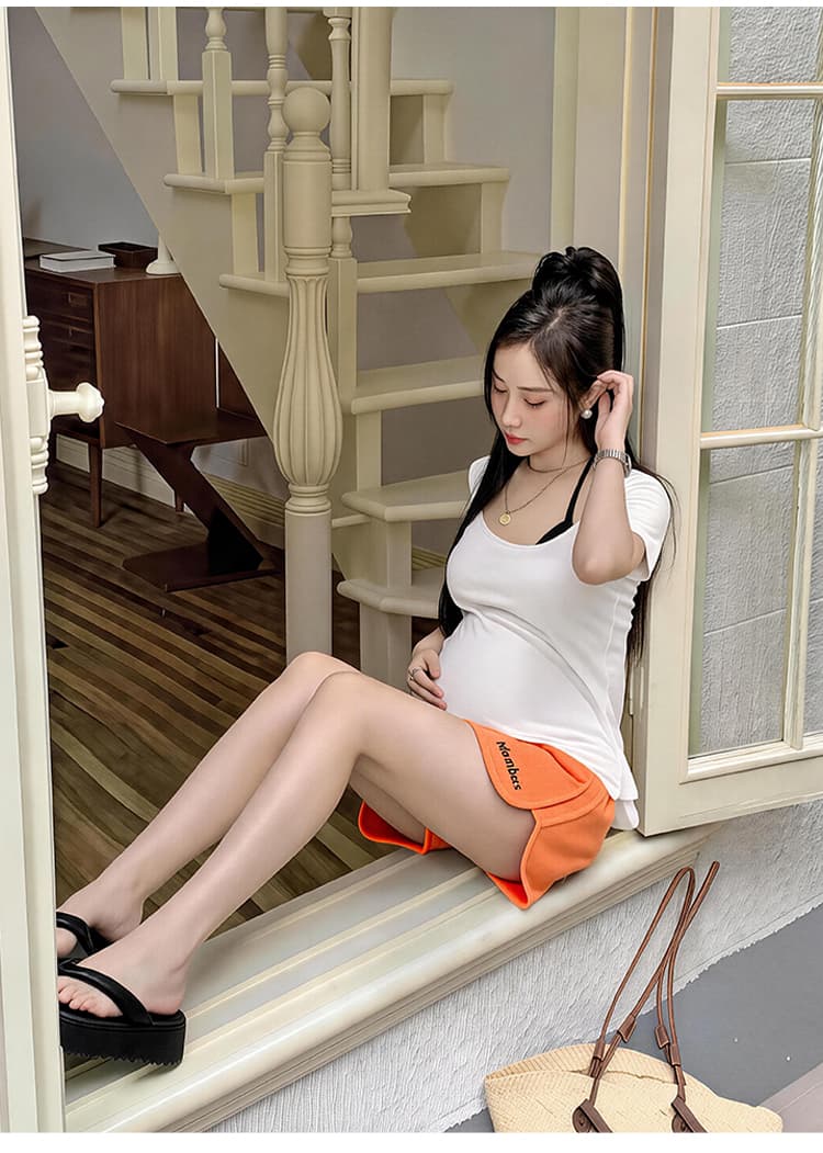 임산부 핫걸 운동 반바지 여성 여름 얇은 스타일 외출용 임산부 바지 여름 루즈핏 넓은 다리 레깅스 여름 드레스 바지 상세 이미지 14