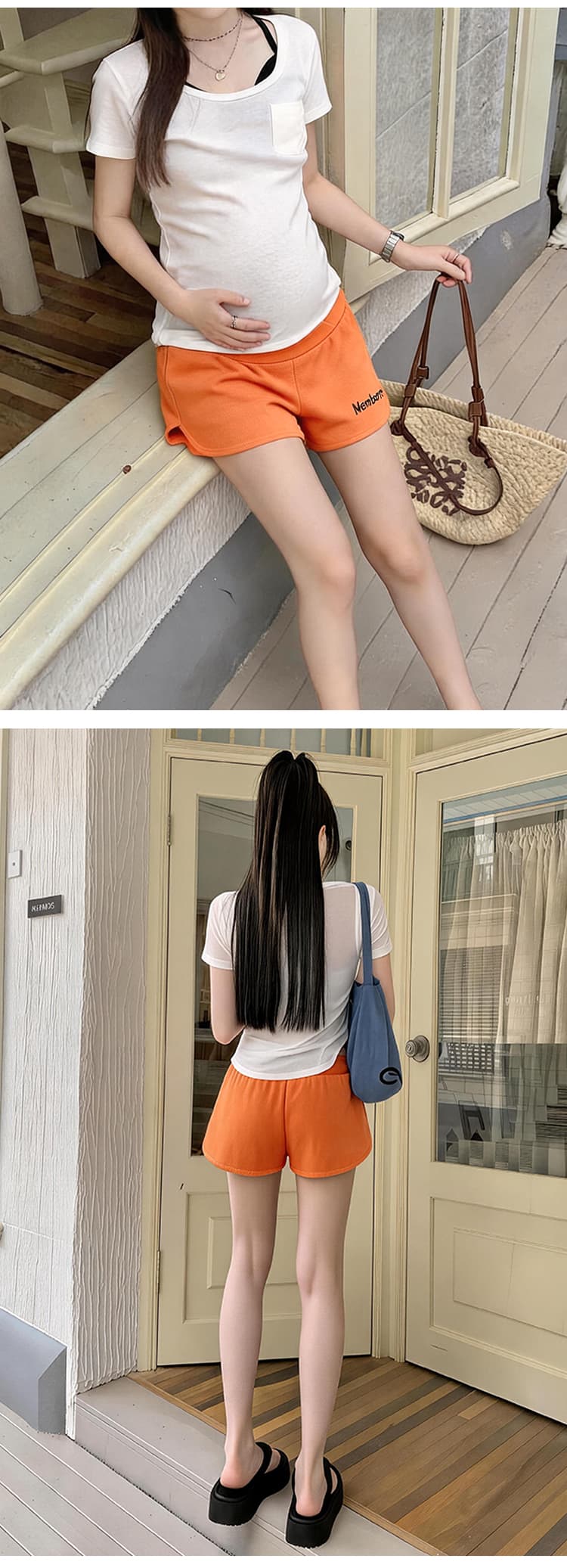 임산부 핫걸 운동 반바지 여성 여름 얇은 스타일 외출용 임산부 바지 여름 루즈핏 넓은 다리 레깅스 여름 드레스 바지 상세 이미지 15