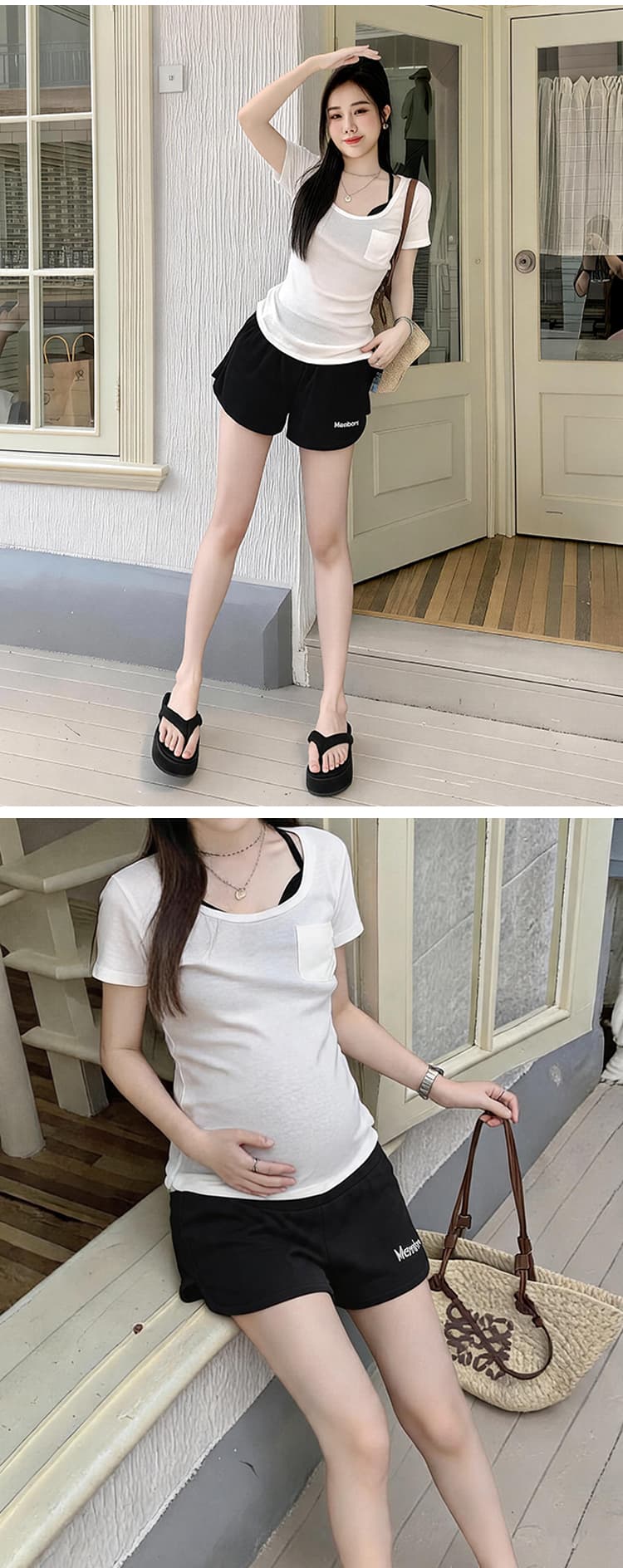 임산부 핫걸 운동 반바지 여성 여름 얇은 스타일 외출용 임산부 바지 여름 루즈핏 넓은 다리 레깅스 여름 드레스 바지 상세 이미지 22