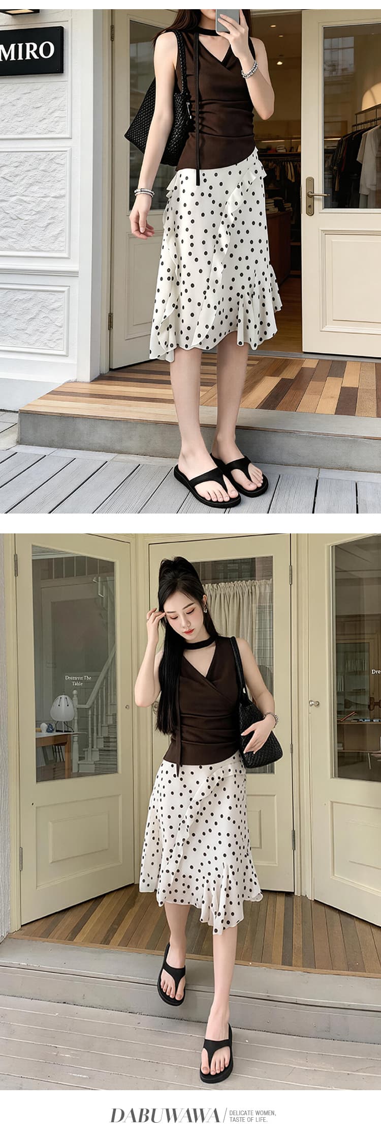 임산부 불규칙 도트 무늬 케이크 미니 스커트 여성 여름 얇은 작은 키 한 마디 반신 스커트 망사 노출 방지 중간 스커트 상세 이미지 6