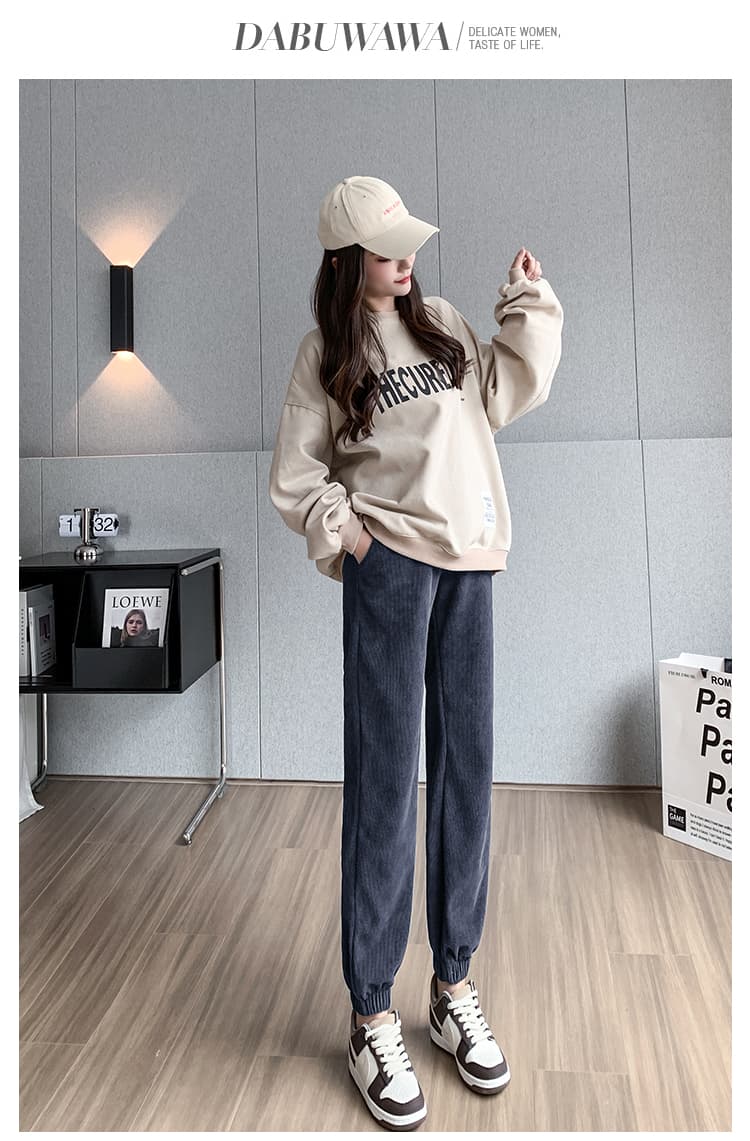 셰닐 임산부 조거 바지 가을 겨울 외출용 복부 지지 긴 바지 구덩이 기사 루즈핏 캐주얼 임신 엄마 바지 슬림해 보이는 긴 바지 상세 이미지 12