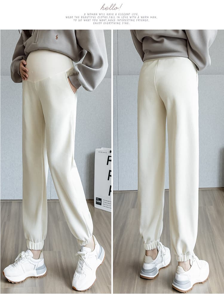 셰닐 임산부 조거 바지 가을 겨울 외출용 복부 지지 긴 바지 구덩이 기사 루즈핏 캐주얼 임신 엄마 바지 슬림해 보이는 긴 바지 상세 이미지 16