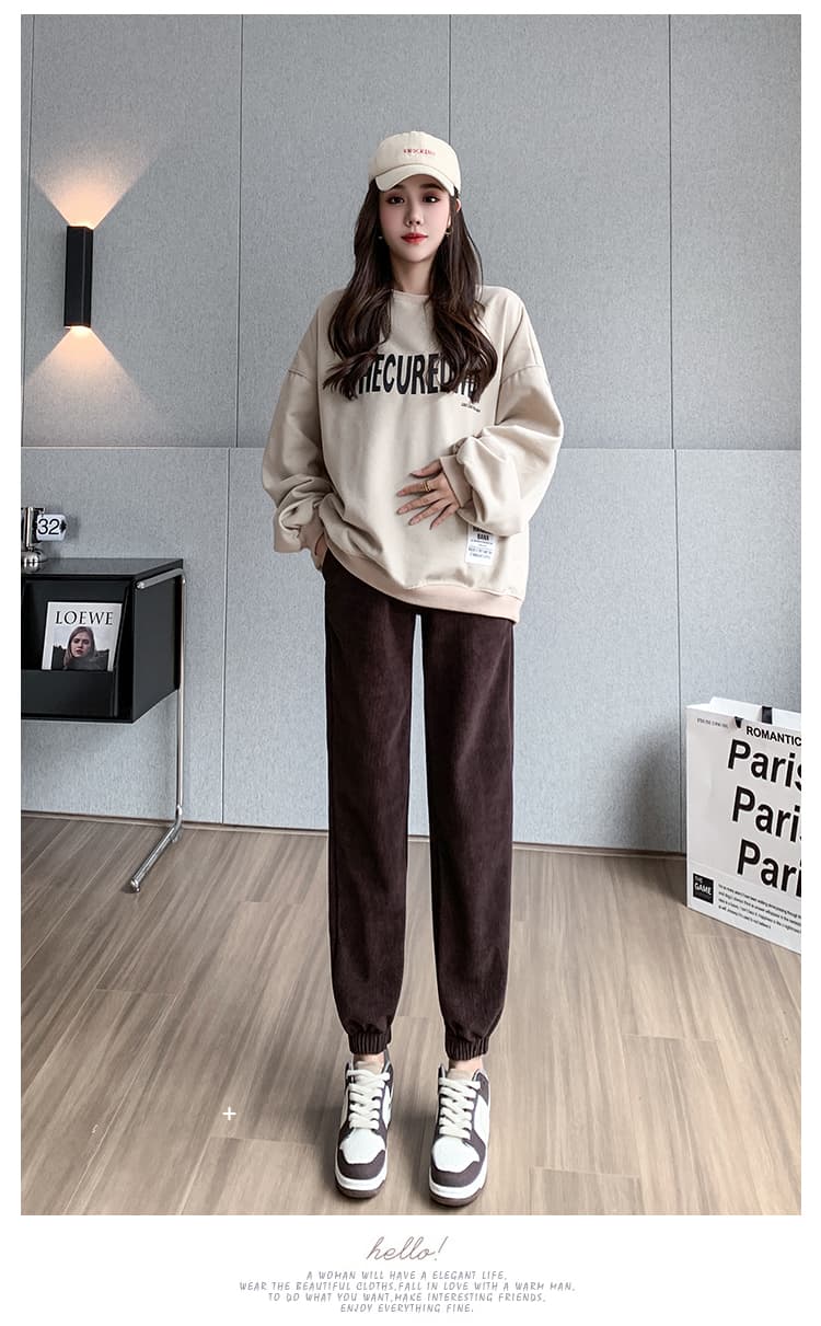 셰닐 임산부 조거 바지 가을 겨울 외출용 복부 지지 긴 바지 구덩이 기사 루즈핏 캐주얼 임신 엄마 바지 슬림해 보이는 긴 바지 상세 이미지 22