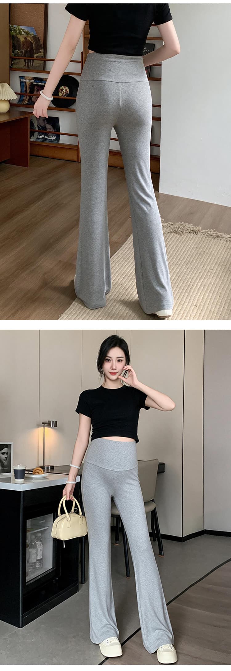 임산부 나팔 바지 외출용 여름 얇은 스타일 요가 바지 작은 키 임신 기간 아니요 르 배 레깅스 긴 바지 가을 상세 이미지 9