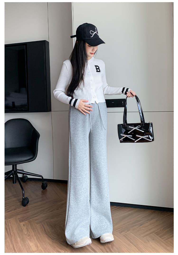 임산부 나팔 바지 가을 겨울철 외출용 새로운 캐주얼 패션 나팔 바지 회색 운동 바지 가을 의상 가을 의상 상세 이미지 14