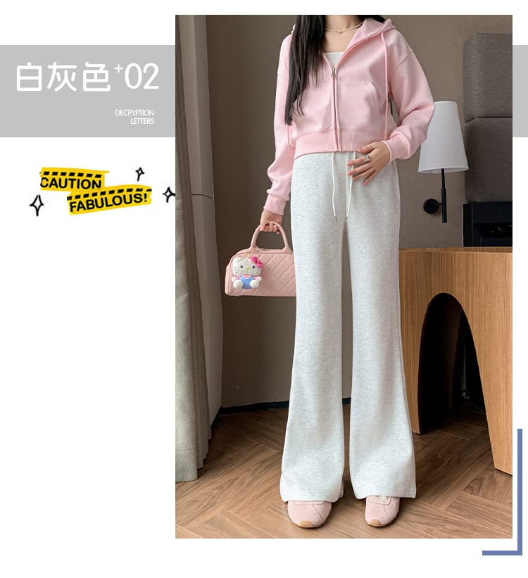 임산부 나팔 바지 가을 겨울철 외출용 새로운 캐주얼 패션 나팔 바지 회색 운동 바지 가을 의상 가을 의상 상세 이미지 16