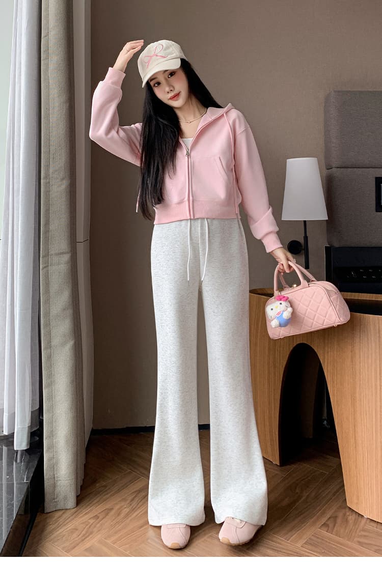 임산부 나팔 바지 가을 겨울철 외출용 새로운 캐주얼 패션 나팔 바지 회색 운동 바지 가을 의상 가을 의상 상세 이미지 17