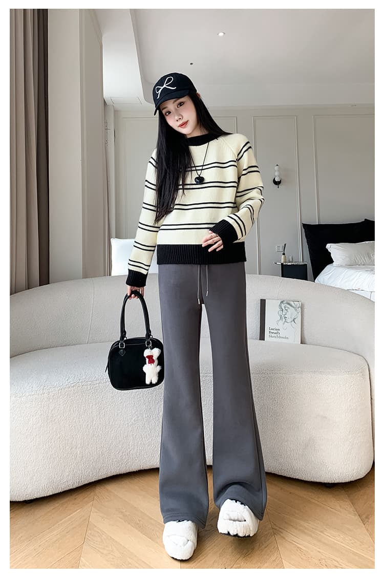 임산부 나팔 바지 가을 겨울철 외출용 새로운 캐주얼 패션 나팔 바지 회색 운동 바지 가을 의상 가을 의상 상세 이미지 27