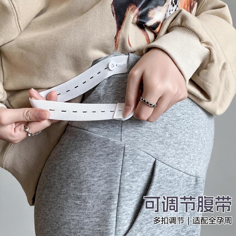 4xl 임신 초기 레깅스 가을 겨울철 털이 있고 두꺼운 보온 면 바지 겨울 양털 플리스 임산부 와이드 레그 팬츠 어린이 이미지 5