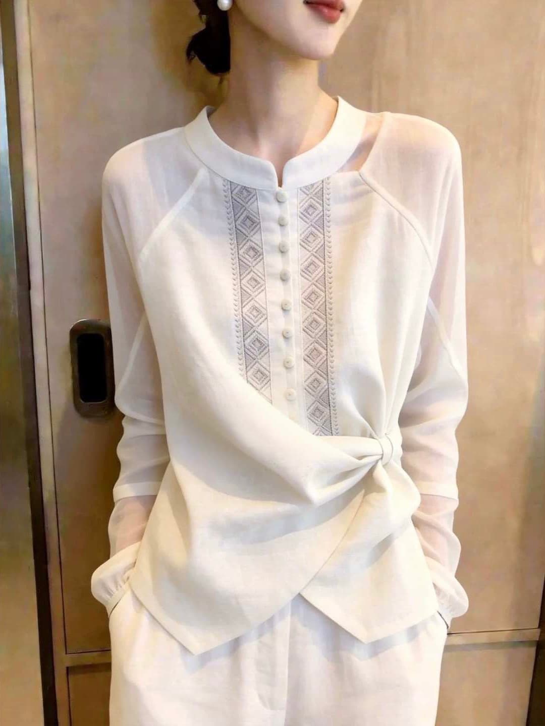 출퇴근 바람 스탠드 칼라 레이스 맨위 여성 슬림해 보이는 허리 수축 다용도 한국 스타일 긴팔 셔츠 슈퍼 잘 생긴 패션 고급 센스 이미지 4