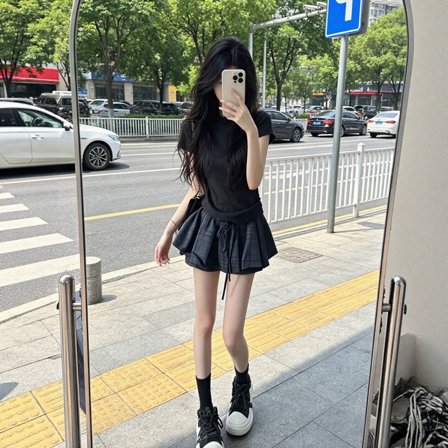 여름 착용 가져 가라. 전체 집합 빅 사이즈 지방 mm 반팔 티셔츠 맨위 꽃밭 미니 스커트 순수한 욕망 바람 자이언트 잘 생긴 세트 여성 이미지 2