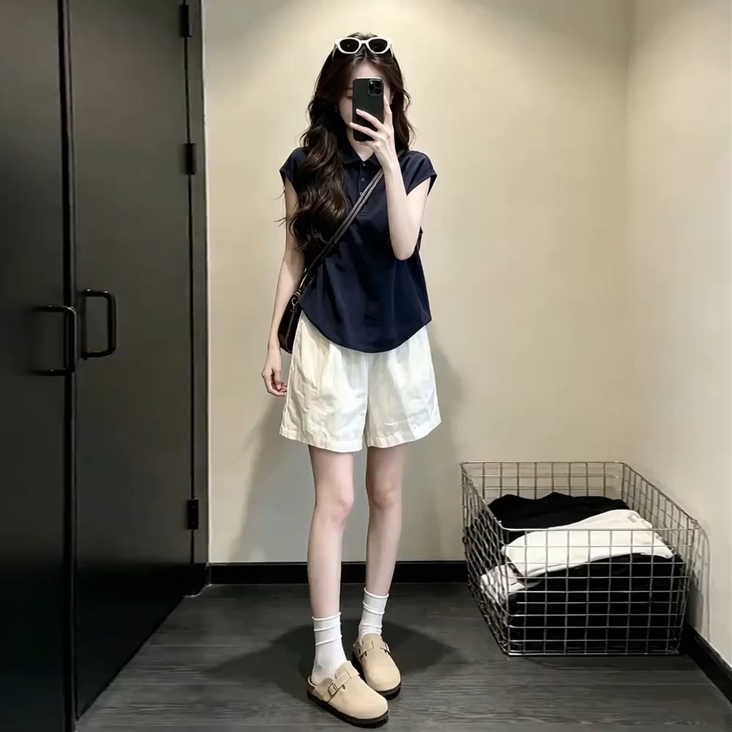 반팔 여성 셔츠 여름 넓은 다리가 짧다. 바지 투피스 슈트 2026 슈퍼 화재 자이언트 잘 생긴 캐주얼 한 부서 착용 가져 가라. 전체 집합 이미지 2
