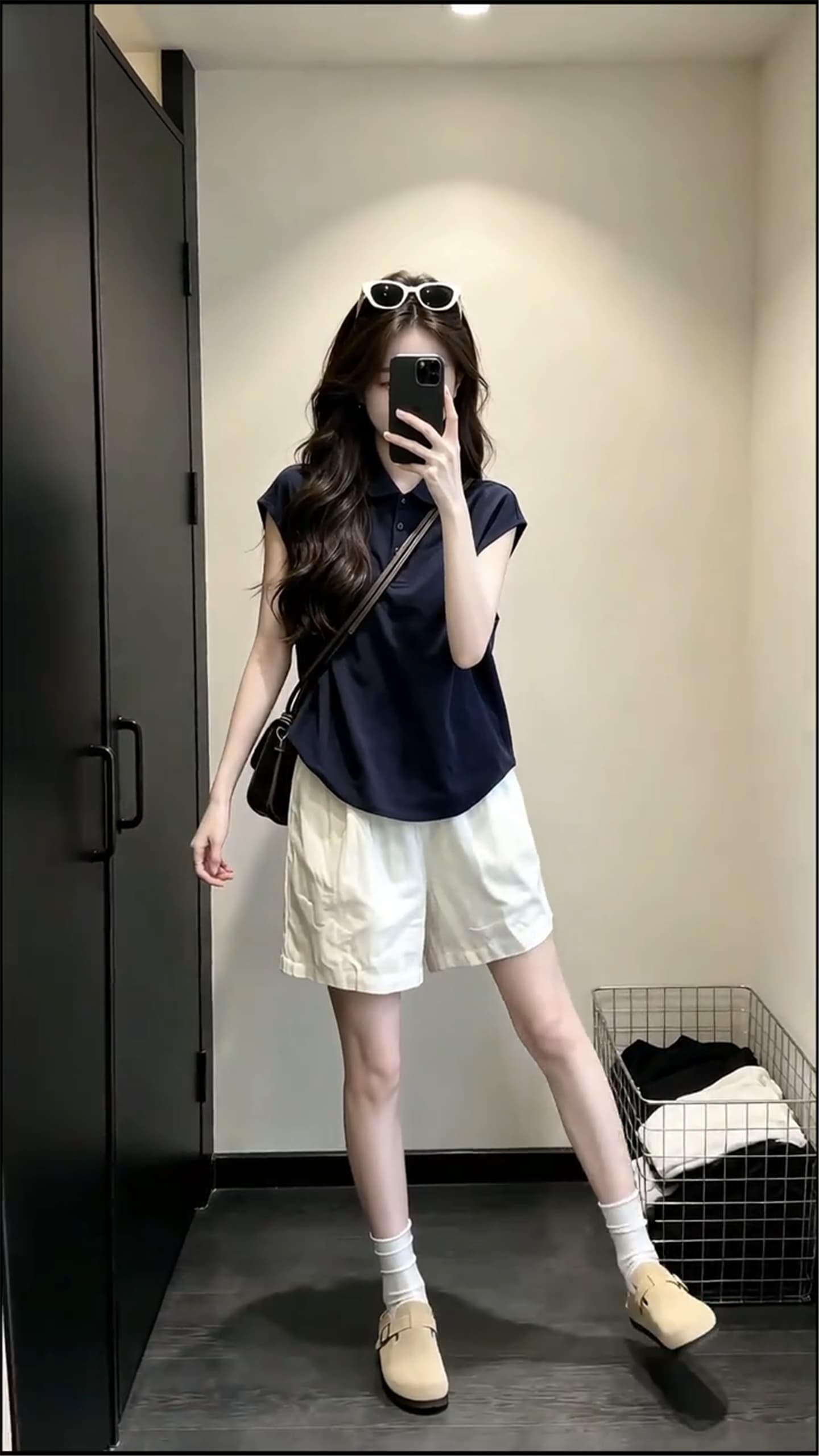 반팔 여성 셔츠 여름 넓은 다리가 짧다. 바지 투피스 슈트 2026 슈퍼 화재 자이언트 잘 생긴 캐주얼 한 부서 착용 가져 가라. 전체 집합 상세 이미지 4