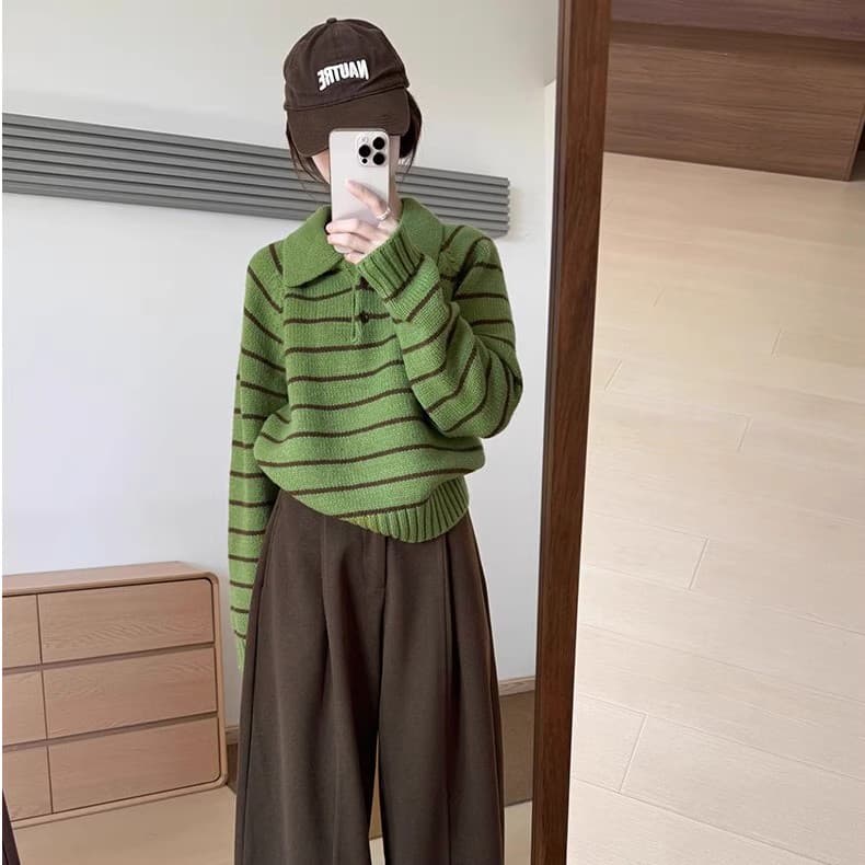 겨울 ootd 아메리칸 레트로 착용 코디 전체 집합 자이언트 잘 생긴 ~ 중 슈퍼 화재 한 부서 스웨터 투피스 세트 바지 여성 상세 이미지 6