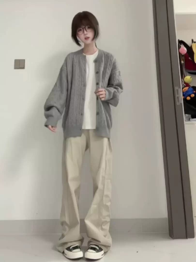 한 부서 레트로 꽈배기 니트 오픈 가디건 스웨터 여자 봄 가을 새로운 루즈핏 느긋한 슬림해 보이는 다용도 맨위 재킷 상세 이미지 3