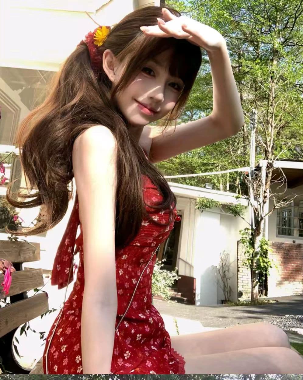루이 茜 웨이 Sher S 빨간색 장미 버블 봄 여름 순수한 욕망 달콤한 스타일 중국 스타일 의류 드레스 r3735w 이미지 2