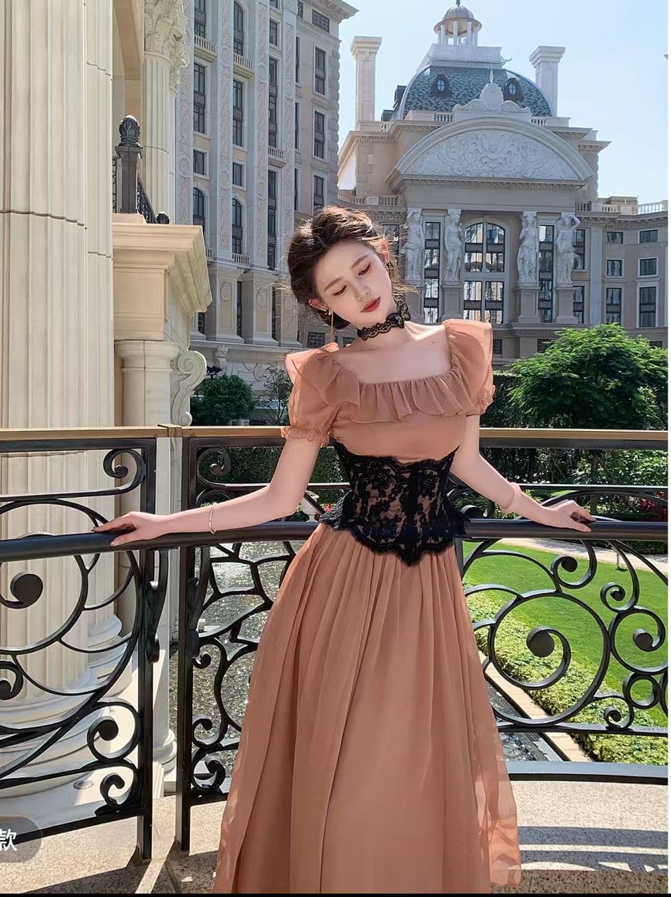 플러그 웨스트 리 예 프랑스식 프릴 둘 착용 오프숄더 광장 칼라 휴가 바람 드레스 포함 목도리 l240 상세 이미지 2