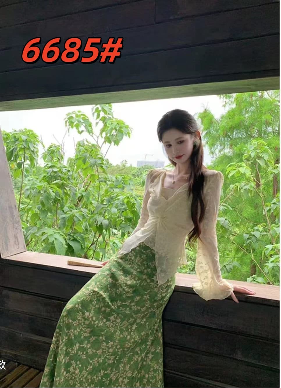 평생 로마의 녹색 岚 매몰 여름 여름 새로운 프랑스식 품격 슬림해 보이는 꽃무늬 반신 스커트