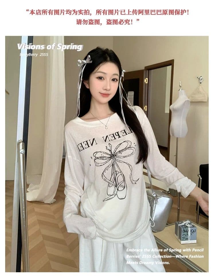 있음 선적 경관 그림 원본 것 한 부서 낙서 자외선 차단 블라우스 여름 얇고 가벼운 펌프 로프 티셔츠 이미지 4