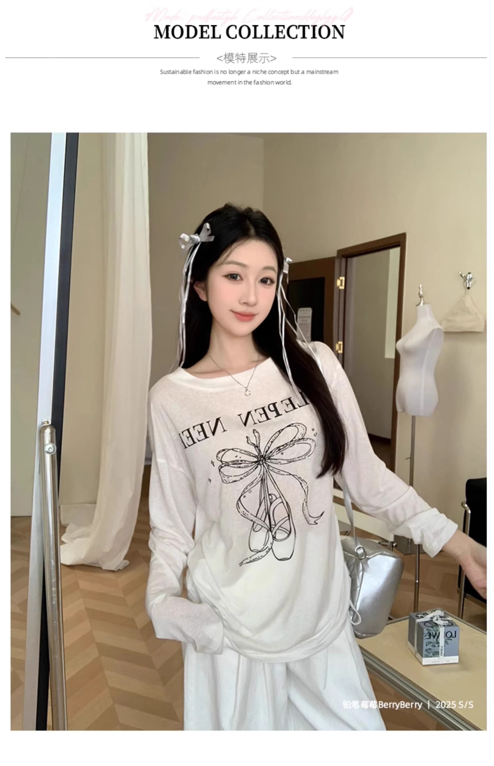 있음 선적 경관 그림 원본 것 한 부서 낙서 자외선 차단 블라우스 여름 얇고 가벼운 펌프 로프 티셔츠 상세 이미지 5